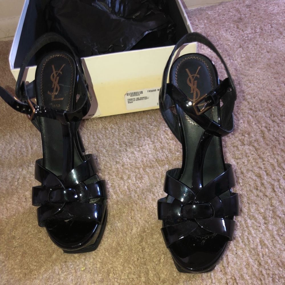Saint Laurent tribute patent platform sandals